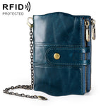LT3539 牛革ジッパーバックル 耐磁性 RFID 財布 クラッチバッグ メンズ用、カードスロット＆ショルダーストラップ付き、LT3539 ショルダーストラップ ブルー、LT3539 ストラップ レッド、LT3539 黄褐色