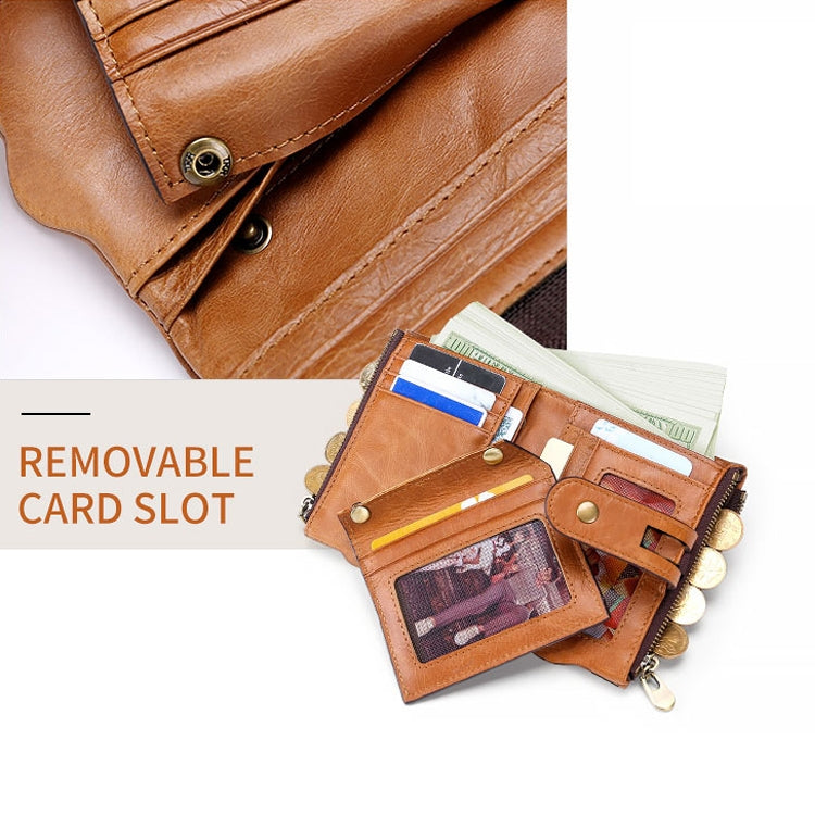 LT3539 牛革ジッパーバックル 耐磁性 RFID 財布 クラッチバッグ メンズ用、カードスロット＆ショルダーストラップ付き、LT3539 ショルダーストラップ ブルー、LT3539 ストラップ レッド、LT3539 黄褐色