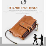 LT3539 牛革ジッパーバックル 耐磁性 RFID 財布 クラッチバッグ メンズ用、カードスロット＆ショルダーストラップ付き、LT3539 ショルダーストラップ ブルー、LT3539 ストラップ レッド、LT3539 黄褐色