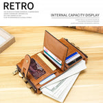 LT3539 牛革ジッパーバックル 耐磁性 RFID 財布 クラッチバッグ メンズ用、カードスロット＆ショルダーストラップ付き、LT3539 ショルダーストラップ ブルー、LT3539 ストラップ レッド、LT3539 黄褐色