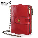 LT3539 Cowhide Leather Zipper Buckle Anti-magnetic RFID Wallet Clutch Bag for Men, with Card Slots & Shoulder Strap, LT3539 Yellowish-brown, LT3539 Shoulder Strap Blue, LT3539 Strap Red
