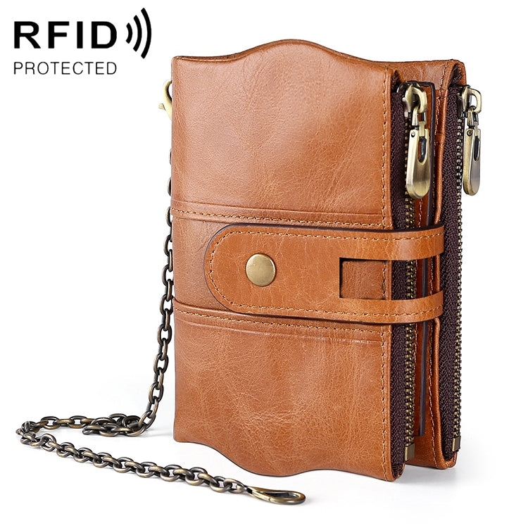 LT3539 牛革ジッパーバックル 耐磁性 RFID 財布 クラッチバッグ メンズ用、カードスロット＆ショルダーストラップ付き、LT3539 ショルダーストラップ ブルー、LT3539 ストラップ レッド、LT3539 黄褐色