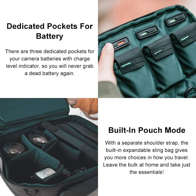 PGYTECH P-CB-020 2-in-1 防水・耐衝撃アウトドアダブルショルダーバックパック＋シングルショルダーバッグ、P-CB-020