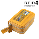 本革 牛革 二層構造 無地ジッパーカードホルダー財布 RFIDブロック コインパース カードバッグ 保護ケース 11カードスロット＆コインポジション付き、サイズ: 11*7.5*4.5cm