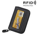 本革 牛革 無地 ジッパー 横型カードホルダー 財布 RFIDブロッキングカードバッグ 保護ケース 12カードスロット付き サイズ: 11.5*7.5cm