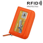 本革 牛革 無地 ジッパー 横型カードホルダー 財布 RFIDブロッキングカードバッグ 保護ケース 12カードスロット付き サイズ: 11.5*7.5cm