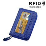 本革 牛革 無地 ジッパー 横型カードホルダー 財布 RFIDブロッキングカードバッグ 保護ケース 12カードスロット付き サイズ: 11.5*7.5cm