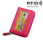 本革 牛革 無地 ジッパー 横型カードホルダー 財布 RFIDブロッキングカードバッグ 保護ケース 12カードスロット付き サイズ: 11.5*7.5cm