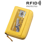 本革 牛革 無地 ジッパー 横型カードホルダー 財布 RFIDブロッキングカードバッグ 保護ケース 12カードスロット付き サイズ: 11.5*7.5cm