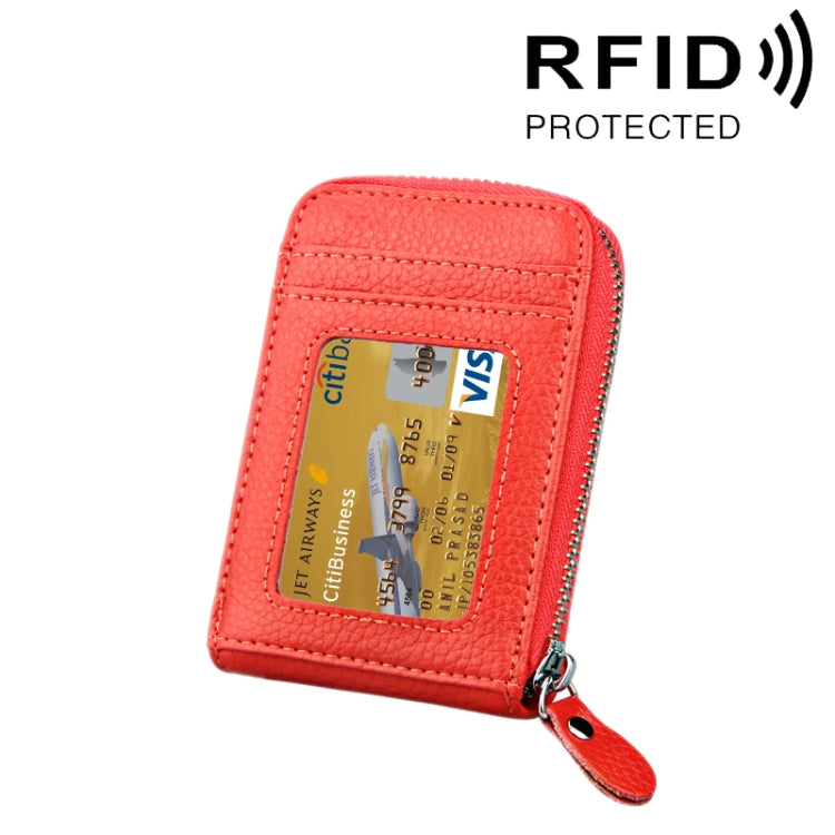 本革 牛革 無地 ジッパー 縦型カードホルダー 財布 RFIDブロッキングカードバッグ 保護ケース 12カードスロット付き サイズ: 11.5*7.5cm