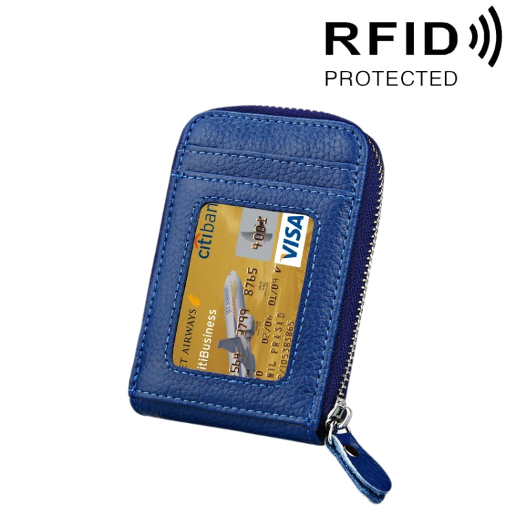 本革 牛革 無地 ジッパー 縦型カードホルダー 財布 RFIDブロッキングカードバッグ 保護ケース 12カードスロット付き サイズ: 11.5*7.5cm