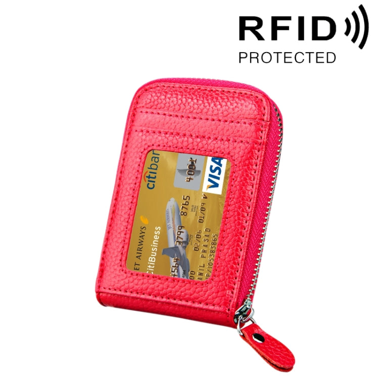 本革 牛革 無地 ジッパー 縦型カードホルダー 財布 RFIDブロッキングカードバッグ 保護ケース 12カードスロット付き サイズ: 11.5*7.5cm