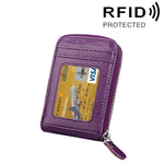 本革 牛革 無地 ジッパー 縦型カードホルダー 財布 RFIDブロッキングカードバッグ 保護ケース 12カードスロット付き サイズ: 11.5*7.5cm