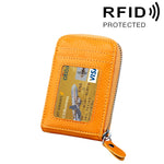 本革 牛革 無地 ジッパー 縦型カードホルダー 財布 RFIDブロッキングカードバッグ 保護ケース 12カードスロット付き サイズ: 11.5*7.5cm