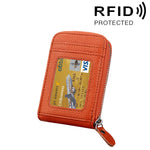 本革 牛革 無地 ジッパー 縦型カードホルダー 財布 RFIDブロッキングカードバッグ 保護ケース 12カードスロット付き サイズ: 11.5*7.5cm
