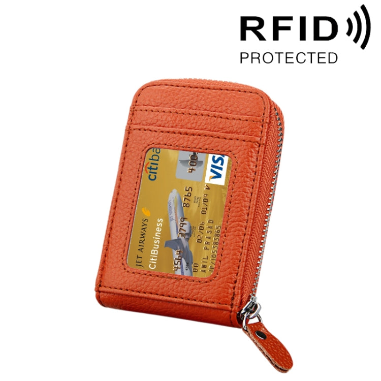 本革 牛革 無地 ジッパー 縦型カードホルダー 財布 RFIDブロッキングカードバッグ 保護ケース 12カードスロット付き サイズ: 11.5*7.5cm