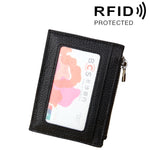 牛革 無地 ファスナー カードホルダー 財布 RFIDブロックカードバッグ 保護ケース コインパース、サイズ: 11*8*1.5cm