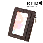 牛革 無地 ファスナー カードホルダー 財布 RFIDブロックカードバッグ 保護ケース コインパース、サイズ: 11*8*1.5cm
