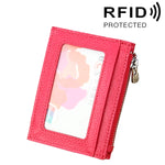 牛革 無地 ファスナー カードホルダー 財布 RFIDブロックカードバッグ 保護ケース コインパース、サイズ: 11*8*1.5cm