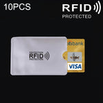 10枚セット アルミホイル RFIDブロッキング クレジットカード ID バンクカードケース カードホルダーカバー、サイズ：9.1*6.3cm、RFID 10枚