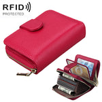 KB132 女性用フルグレインカウレザー 多機能RFID財布／カードバッグ／運転免許証ケース