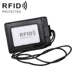 KB153 耐磁性RFIDレザーカードホルダー IDカードバッジ ランヤード付き