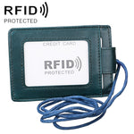 KB153 耐磁性RFIDレザーカードホルダー IDカードバッジ ランヤード付き