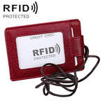 KB153 耐磁性RFIDレザーカードホルダー IDカードバッジ ランヤード付き