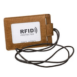 KB153 耐磁性RFIDレザーカードホルダー IDカードバッジ ランヤード付き