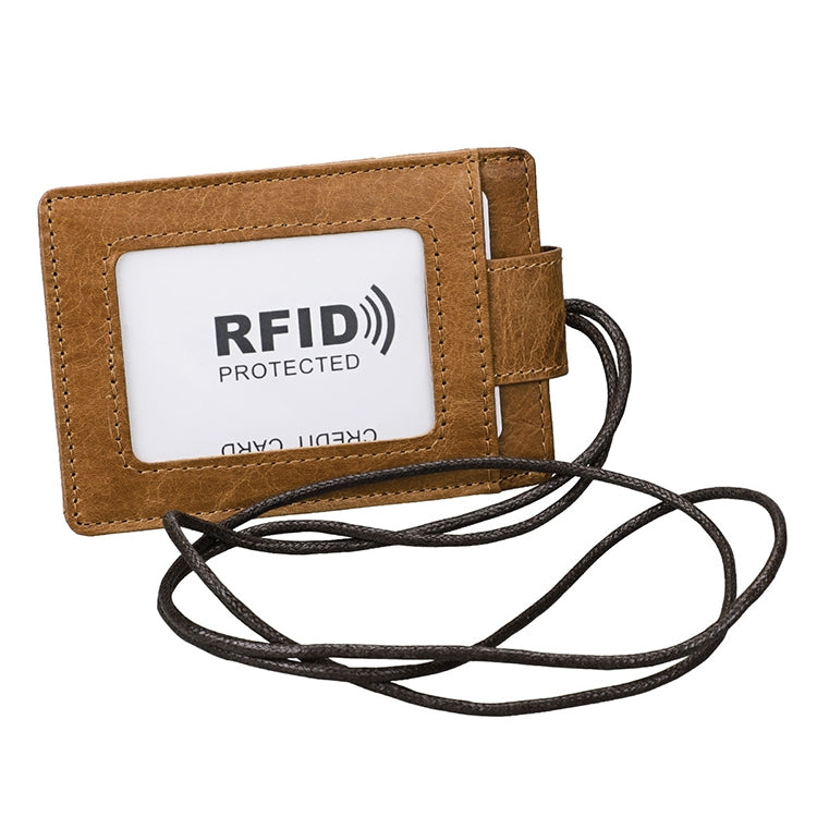 KB153 耐磁性RFIDレザーカードホルダー IDカードバッジ ランヤード付き