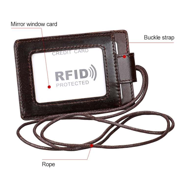 KB153 耐磁性RFIDレザーカードホルダー IDカードバッジ ランヤード付き