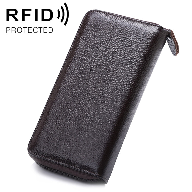 902 反磁気 RFID ライチテクスチャー 女性用大容量ハンド財布 カードスロット付き電話バッグ