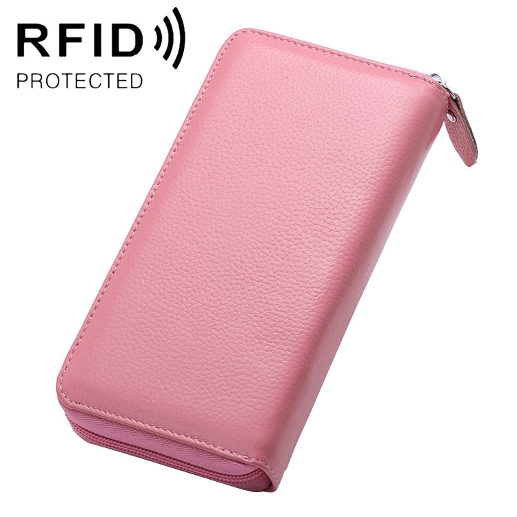 902 反磁気 RFID ライチテクスチャー 女性用大容量ハンド財布 カードスロット付き電話バッグ
