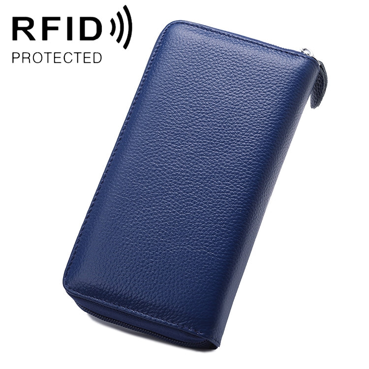 902 反磁気 RFID ライチテクスチャー 女性用大容量ハンド財布 カードスロット付き電話バッグ