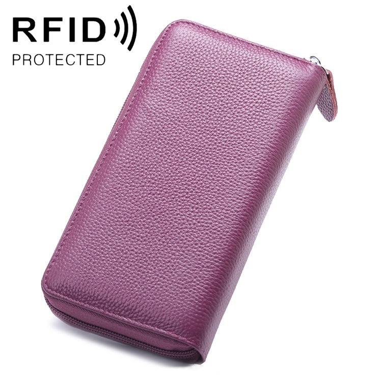 902 反磁気 RFID ライチテクスチャー 女性用大容量ハンド財布 カードスロット付き電話バッグ