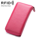 902 反磁気 RFID ライチテクスチャー 女性用大容量ハンド財布 カードスロット付き電話バッグ