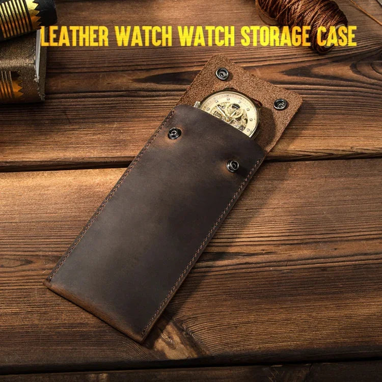 CONTACTS FAMILY CF1110 ユニバーサル クレイジーホースレザー ウォッチ保護ケース 収納バッグ Apple Watch 用