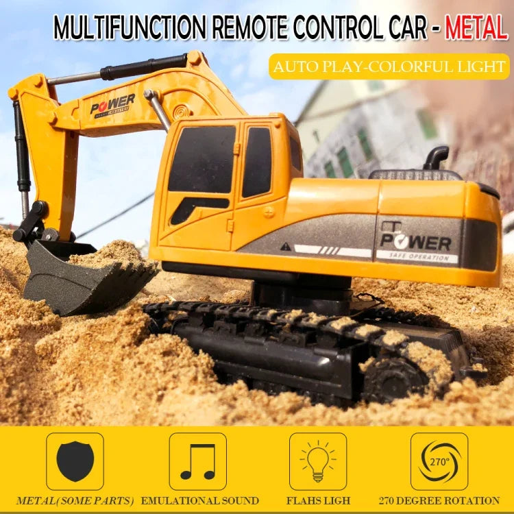 258-1 6チャンネル 2.4G 1/24RC リモコン操作エンジニアリングメタルショベルカー 充電式RCカー、メタル製