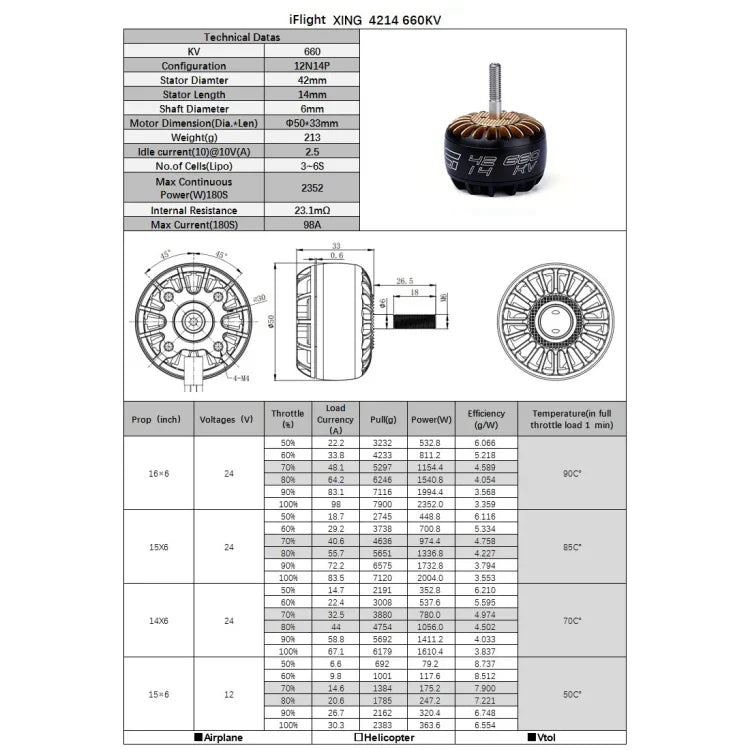 4個セット iFlight XING T4214 400KV UAVモーター Xクラス 大型 12N14P FPV ブラシレス CNCモーター, T4214 660KV, T4214 400KV