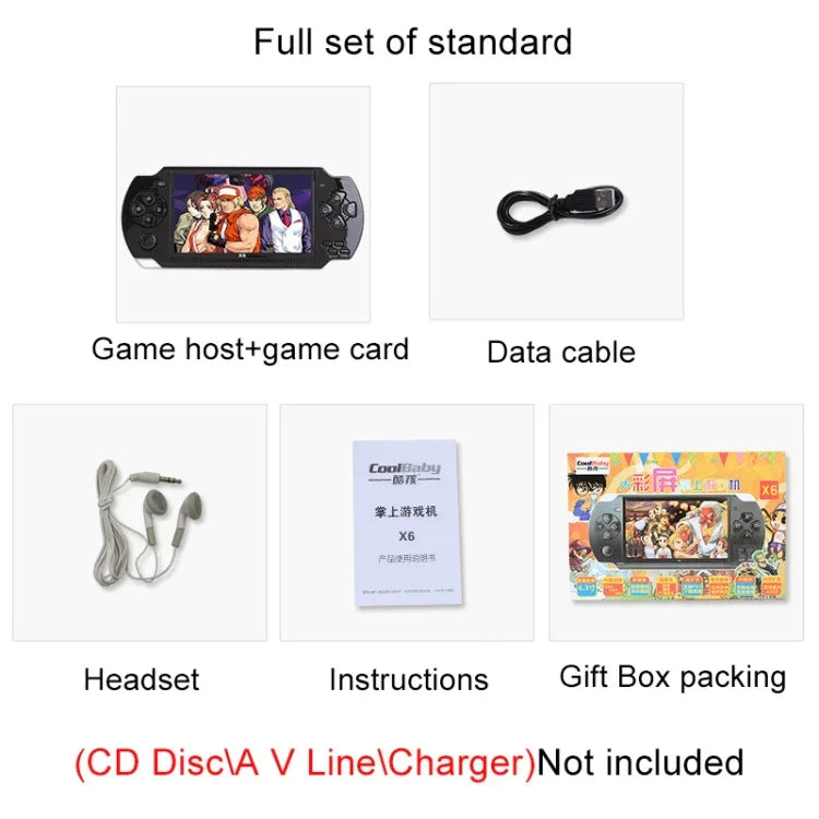 X6 4.3インチスクリーン レトロポータブルゲーム機 3MPカメラ内蔵、10000ゲーム内蔵、電子書籍 / 録音 / 音楽再生 / 動画再生対応、X6