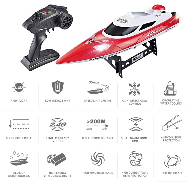 HongXunJie HJ806 2.4GHz 水冷高速レーシングボート リモコン付き、自動反転機能、200m制御距離