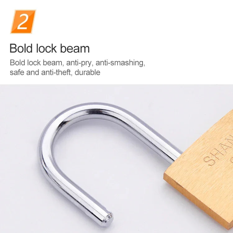 Copper Padlock Small Lock, Style: Long Lock Beam, 50mm Not Open, Long, 50mm Not Open