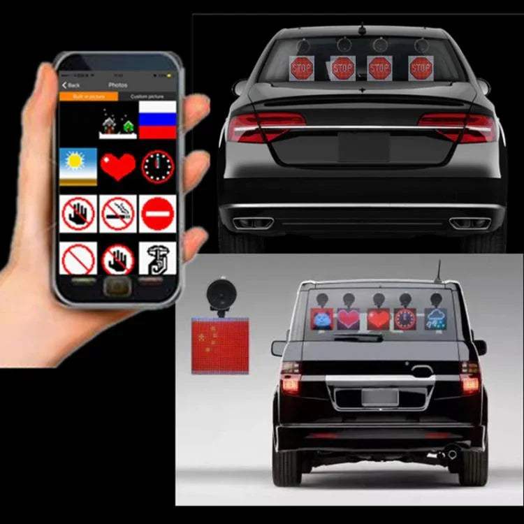 32x32ピクセル フルカラー ワイヤレス Bluetooth アプリ制御 絵文字スマイルフェイス LEDカーサイン LEDディスプレイ照明ボード 32x32ピクセル 車載充電用