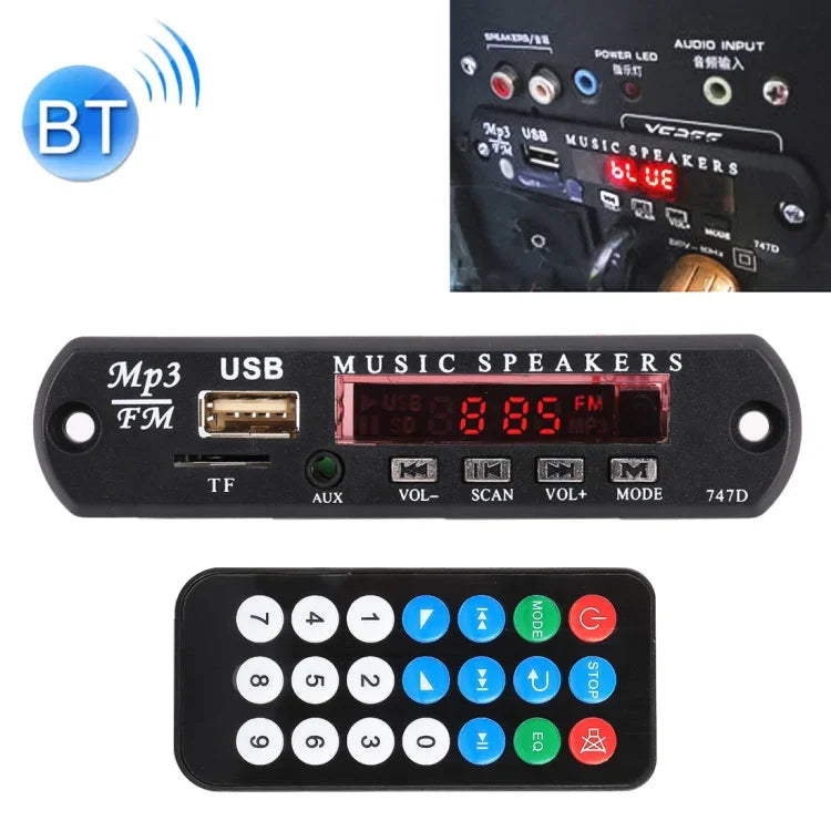 車用12VオーディオBluetooth MP3プレーヤーデコーダーボード FMラジオ TF USB 3.5 mm AUX、録音機能なし、録音機能なし