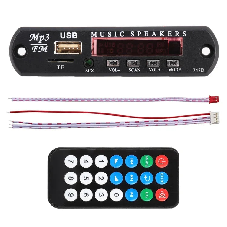 車用12VオーディオBluetooth MP3プレーヤーデコーダーボード FMラジオ TF USB 3.5 mm AUX、録音機能なし、録音機能なし