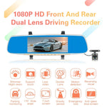 V100 7インチLCDタッチスクリーンリアビューミラー車載レコーダー 別体カメラ付き、170度広角視野、ナイトビジョン対応 / ループ録画 / 動体検知 / Gセンサー / TFカード対応、7インチ