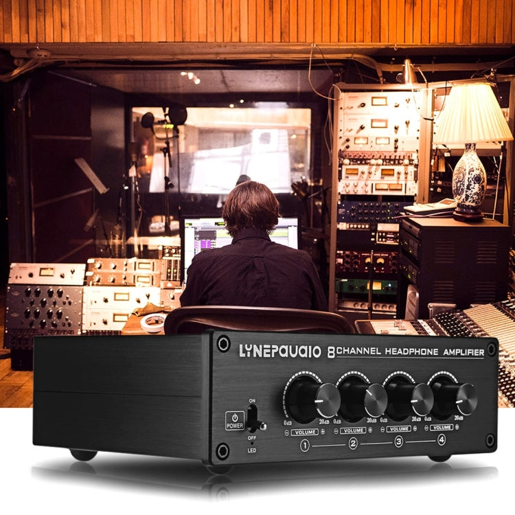 LINEPAUDIO A966 Pro 8チャンネルヘッドホンアンプ ヘッドホン分配器 信号増幅器、A966