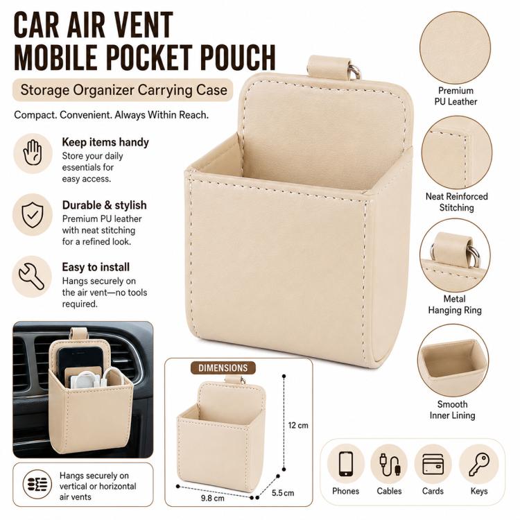 Car Air Vent Mobile Cellphone Pocket Bag Pouch Box Storage Organizer Carrying Case