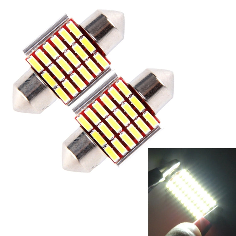 2 PCS DC 12V 6W 41MM Bicuspid Car Door Lamps Registration Mark light Dashboard Dome Door Lights LED Reading Lamp with 33 LED SMD 3014 Lights White, 41MM