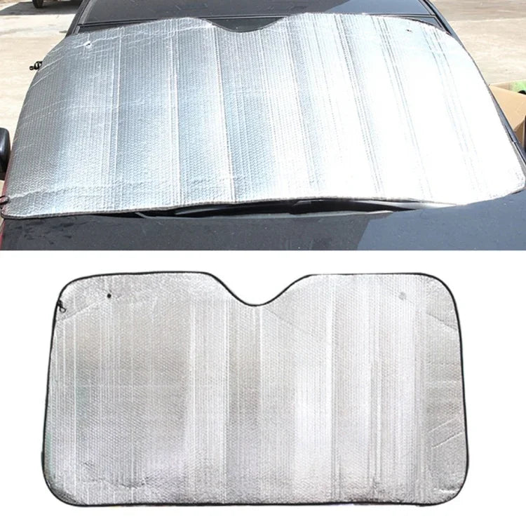 シルバーアルミホイル サンシェード 車用フロントガラスバイザーカバー 前窓用日よけ UV保護 サイズ：140 x 70cm
